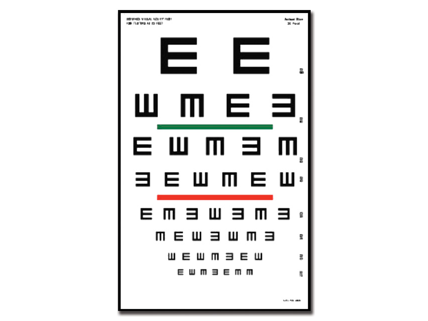 TABLA OPTOMETRICA TUMBLING "E" - 6 m - 23x35,5 cm
