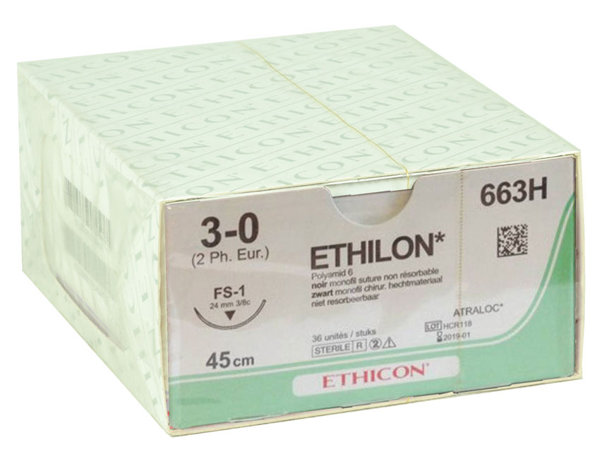 SUTURĂ MONOFILAMENT ETHICON ETHILON - ac calibrul 3/0 24 mm