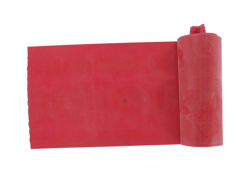 BANDA DE EXERCIȚI FĂRĂ LATEX 5,5 m x 14 cm x 0,30 mm - roșu