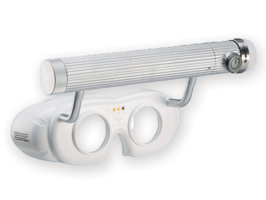 Occhialele LED DE FUNCȚIONARE NISTAGMUS BATERIE - alb