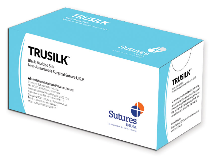 TRUSILK NON ABSORB. SUTURA calibre 4/0 cerc 3/8 ac 13 mm - 45 cm - negru