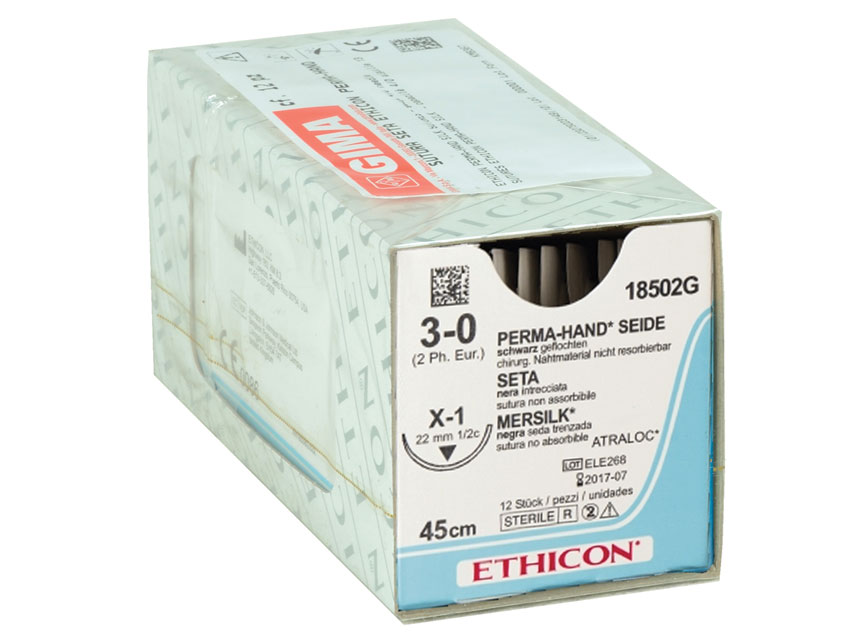 SUTURĂ DE MĂTASE PERMA-MÂNĂ ETHICON - ac calibrul 3/0 22 mm - împletit
