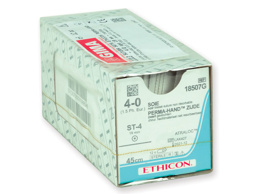 SUTURĂ DE MĂTASE PERMA-MÂNĂ ETHICON - ac calibrul 4/0 19 mm - împletit - drept