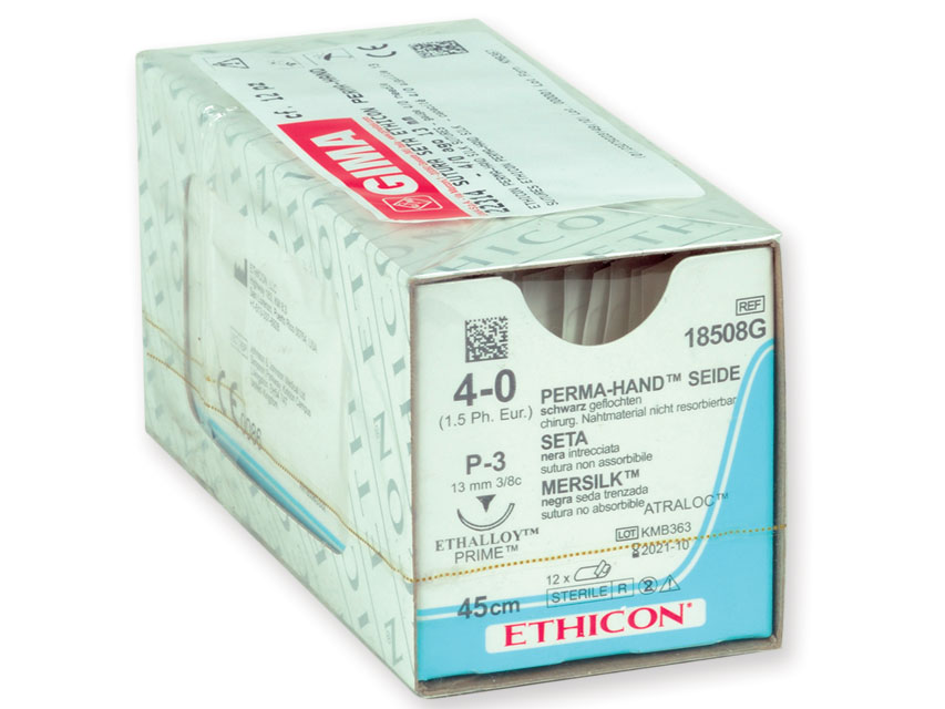 SUTURĂ DE MĂTASE PERMA-MÂNĂ ETHICON - calibre 4/0 ac 13 mm - împletit