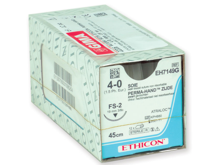 SUTURĂ DE MĂTASE PERMA-MÂNĂ ETHICON - calibre 4/0 ac 19 mm - împletit