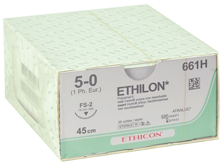 SUTURĂ MONOFILAMENT ETHICON ETHILON - calibre 5/0 ac 19 mm