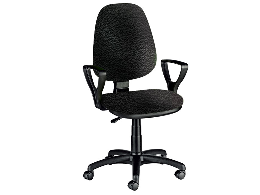 SCAUN CUNEO cu cotiera - din piele - negru