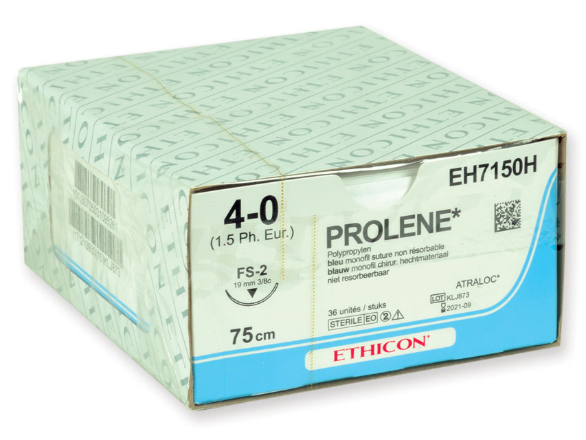 SUTURĂ MONOFILAMENT ALBASTRU ETHICON PROLENE - calibre 4/0 ac 19 mm FS-2 sutură 45 cm