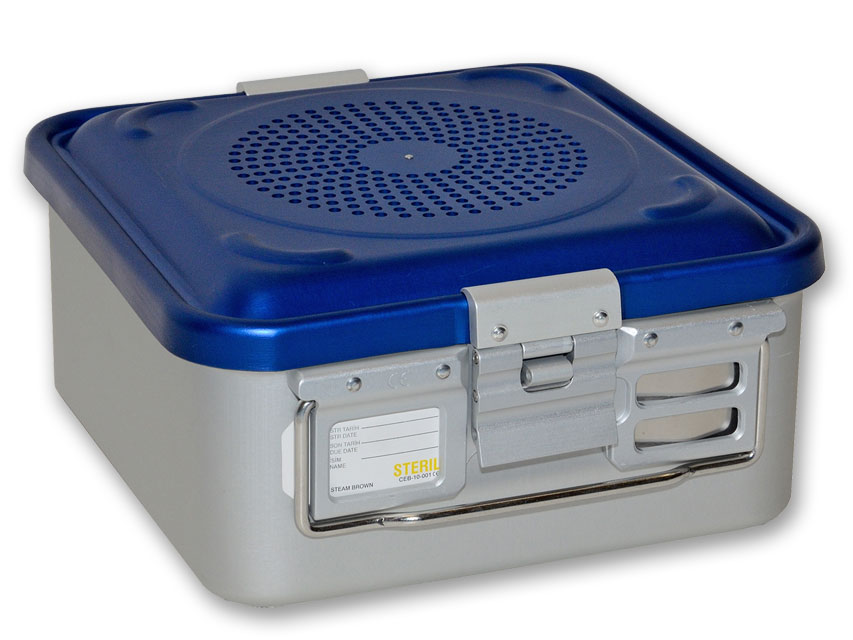 CONTAINER CU FILTR mic h 135 mm - albastru - perforat