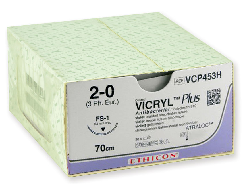 SUTURĂ ABSORBABILE ETHICON VICRYL PLUS - ac calibrul 2/0 24 mm - împletit
