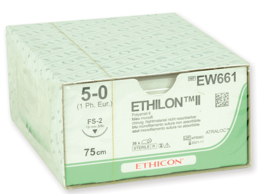 SUTURĂ MONOFILAMENT ETHICON ETHILON - calibre 5/0 ac 19 mm