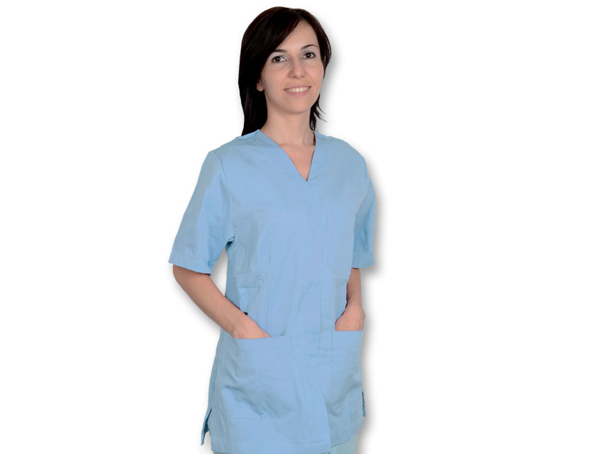 JACHETA CU BUTON - bumbac/poliester - unisex XXL albastru deschis