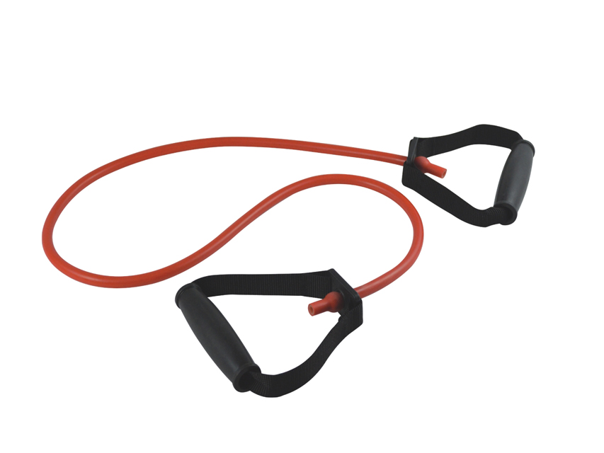 TUB DE EXERCIȚI LATEX CU MÂNERE TPR 125 cm x 2,5 mm - mediu - roșu