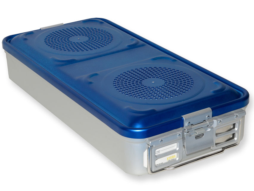 CONTAINER CU FILTR mare h 100 mm - albastru - perforat