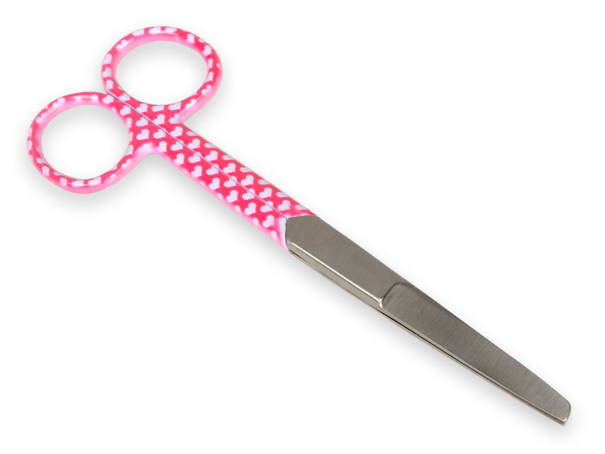 Foarfece Dreapte S/S - inimi fantezie - contondente/ascuțite - 14 cm