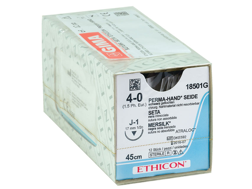 SUTURĂ DE MĂTASE PERMA-MÂNĂ ETHICON - calibre 4/0 ac 17 mm - împletit