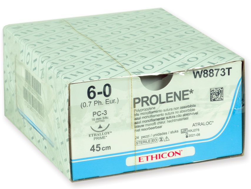 SUTURĂ MONOFILAMENTE ALBASTRĂ ETHICON PROLENE - calibre 6/0 ac 16 mm