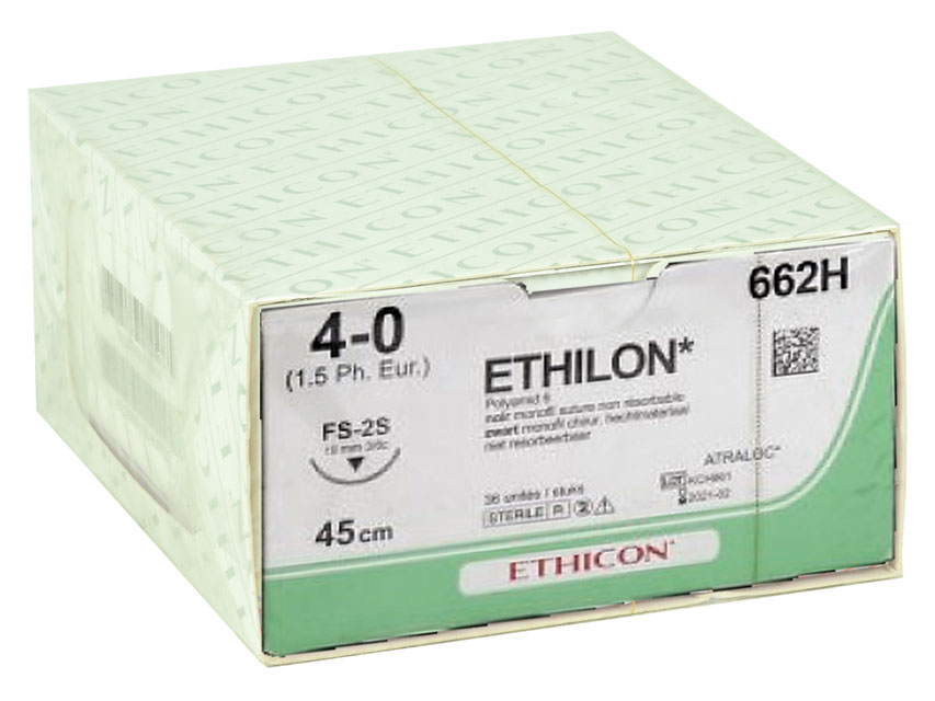SUTURĂ MONOFILAMENT ETHICON ETHILON - calibre 4/0 ac 19 mm