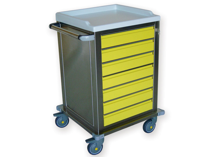 Cărucior MODULAR din oțel inoxidabil cu 7 sertare mici