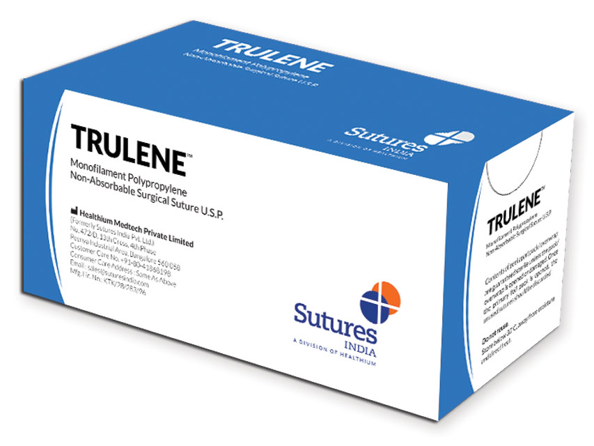 TRULENE NON ABSORB. SUTURA calibre 6/0 cerc 3/8 ac 16mm - 45cm - albastru