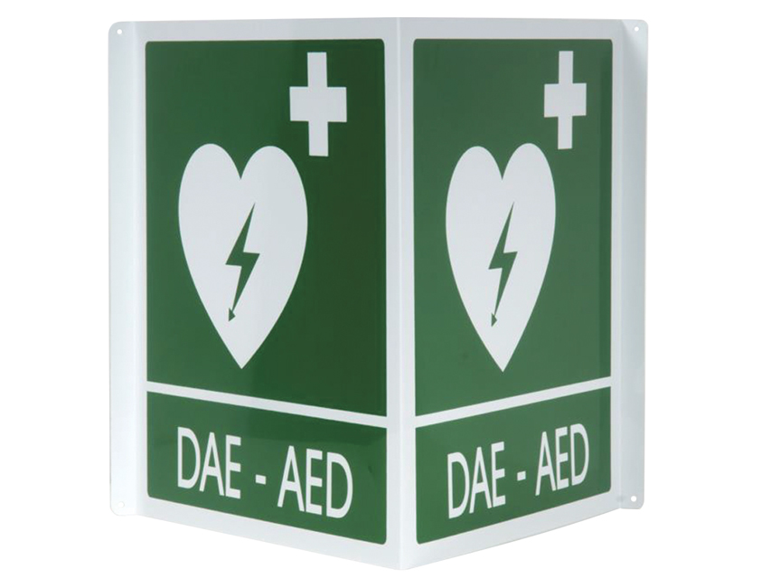 DAE-AED SEMNUL DUBLĂ FACE ALUMINIU 34x36 cm pentru defibrilatoare