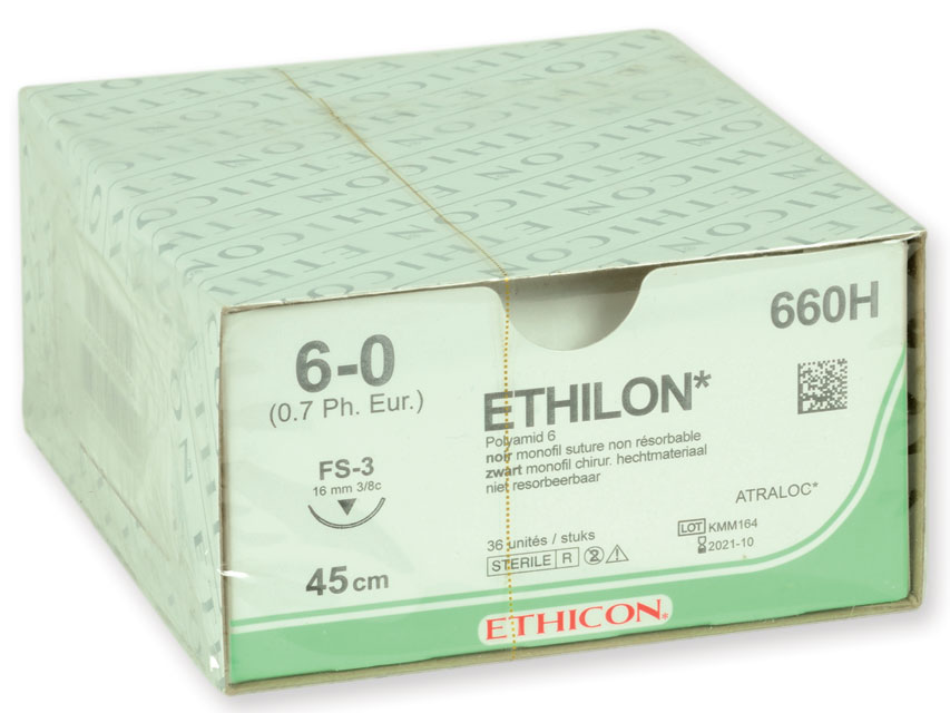 SUTURĂ MONOFILAMENT ETHICON ETHILON - calibre 6/0 ac 16 mm