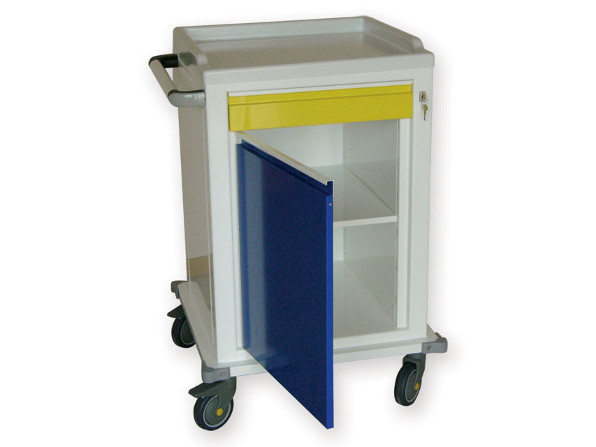 Cărucior MODULAR din oțel vopsit cu 1 sertar + 1 poliță